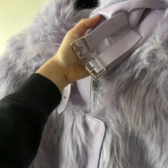 Maje Rapri faux fur lilac jacket small - Picture 6 of 9